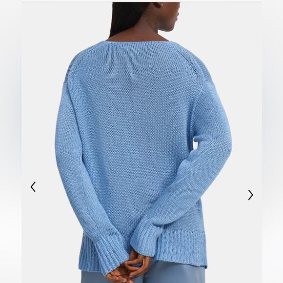 Theory V-Neck Sweater in Knit Linen - Picture 3 of 14